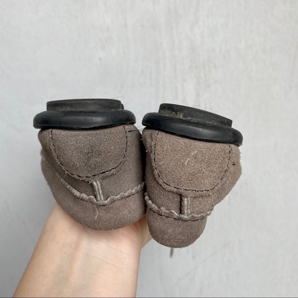 Minnetonka Gray Suede Moccasins | Beaded Slip-On Flats with Bow - Picture 8 of 8